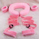 MIZZZEE U-Shaped Sex Positioning Pillow with Adjustable Leg & Arm Restraints – Pink or Black